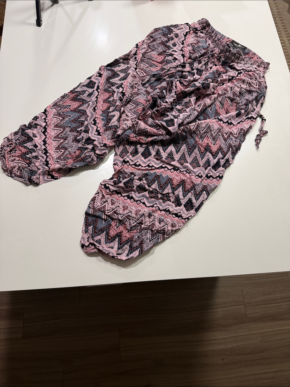 Pink Zigzag Printed Harem Buddha Pants